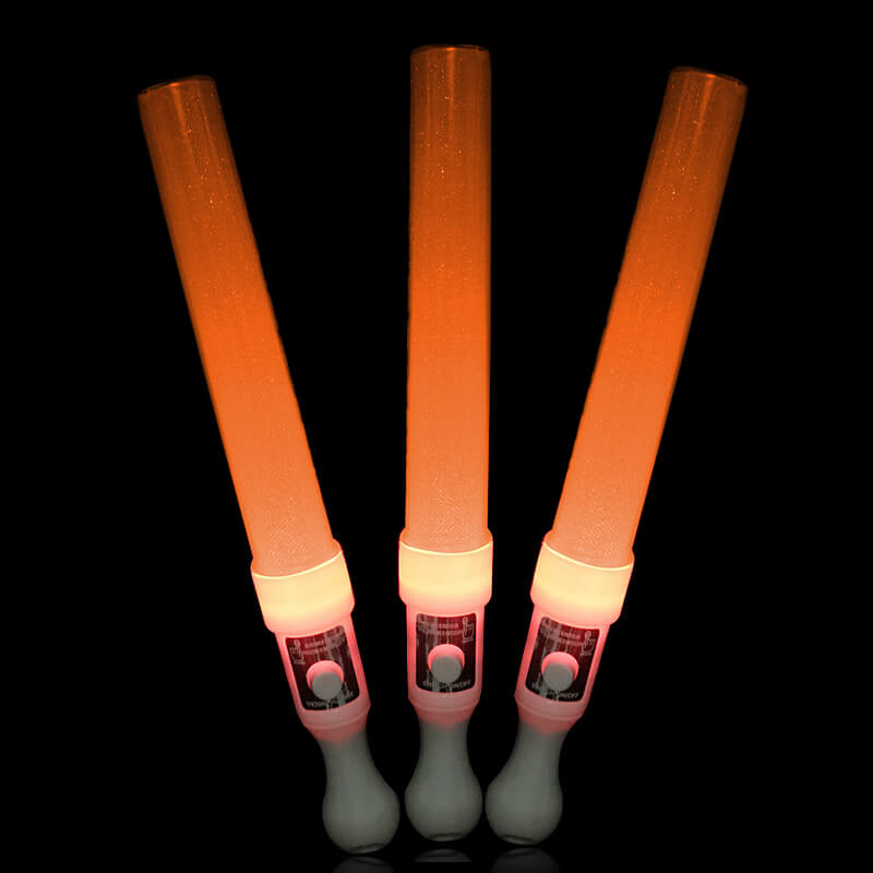 Gậy led cổ vũ kim tuyến cam 25cm Gậy led cổ vũ kim tuyến cam 25cm