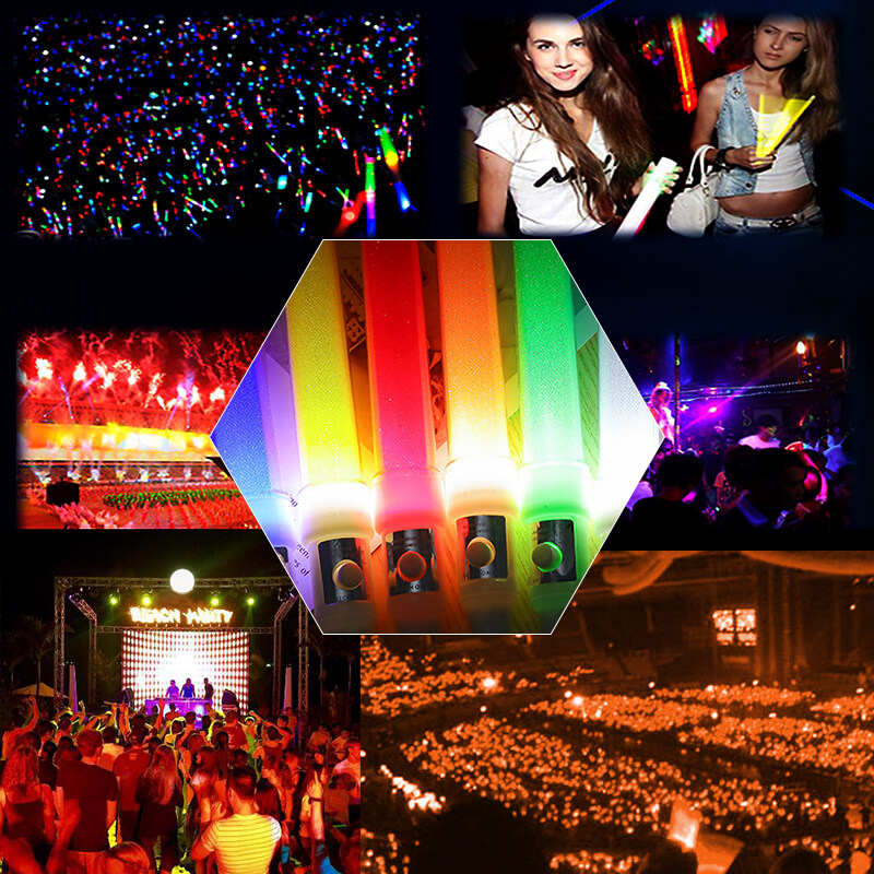 Gậy led cổ vũ kim tuyến cam 25cm Gậy led cổ vũ kim tuyến cam 25cm