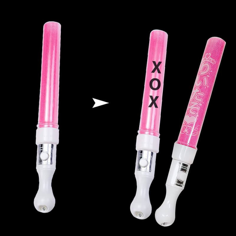 Gậy led cổ vũ kim tuyến hồng 25cm Gậy led cổ vũ kim tuyến hồng 25cm