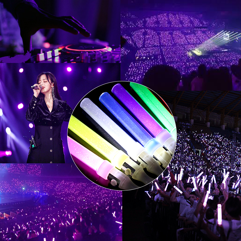 Gậy led cổ vũ kim tuyến tím 25cm Gậy led cổ vũ kim tuyến tím 25cm