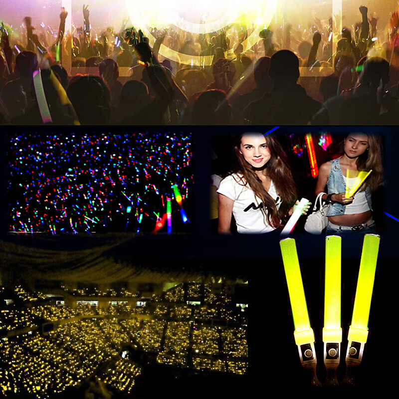 Gậy led cổ vũ kim tuyến vàng 25cm Gậy led cổ vũ kim tuyến vàng 25cm