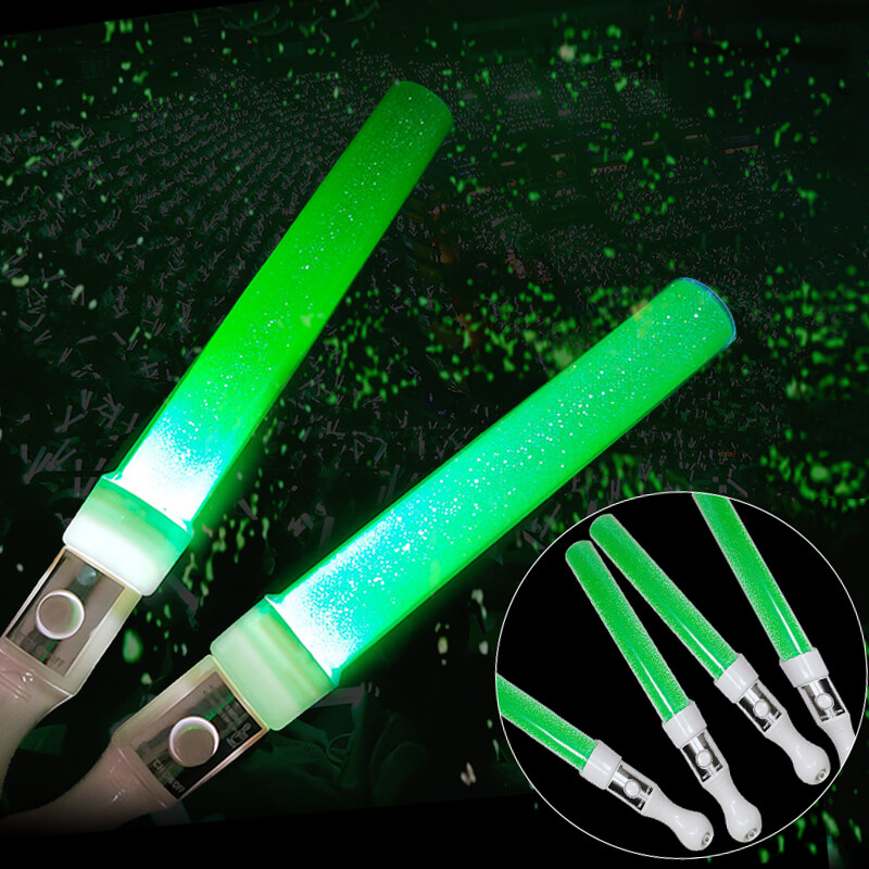 Gậy led cổ vũ kim tuyến xanh lá 25cm Gậy led cổ vũ kim tuyến xanh lá 25cm