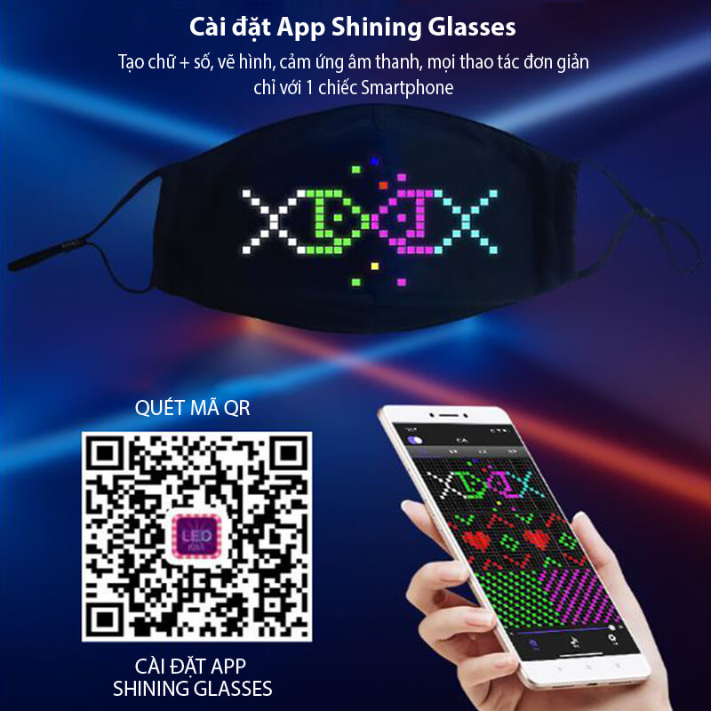 Khẩu trang có đèn led kết nối bluetooth Khẩu trang có đèn led kết nối bluetooth