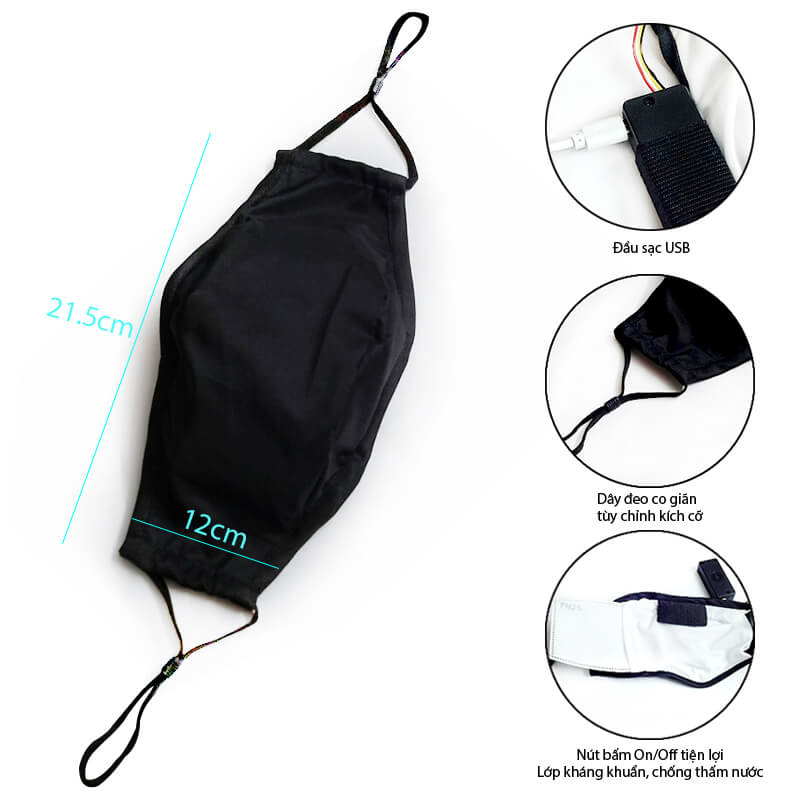 Khẩu trang có đèn led kết nối bluetooth Khẩu trang có đèn led kết nối bluetooth