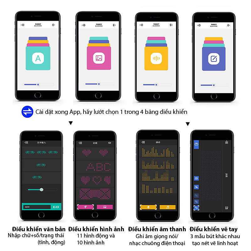 Kính đèn Led kết nối Bluetooth Kính đèn Led kết nối Bluetooth