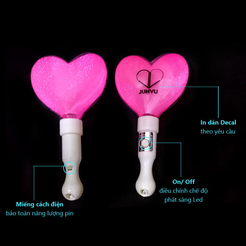 Lightstick hình trái tim hồng dán decal Junvu Lightstick hình trái tim hồng dán decal Junvu