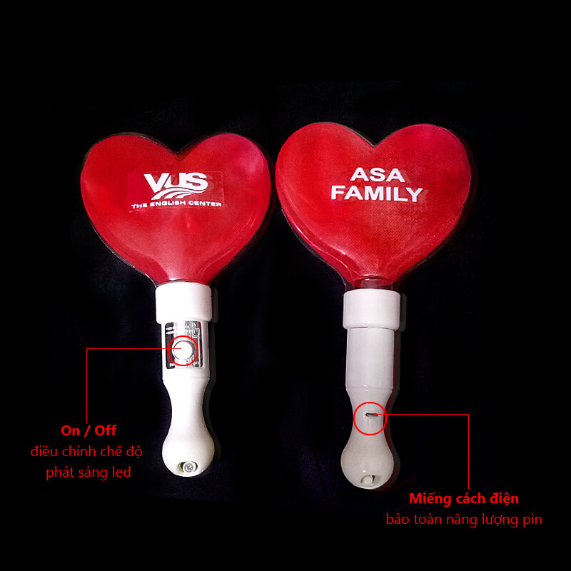 Lightstick led hình trái tim đỏ dán decal Lightstick led hình trái tim đỏ dán decal