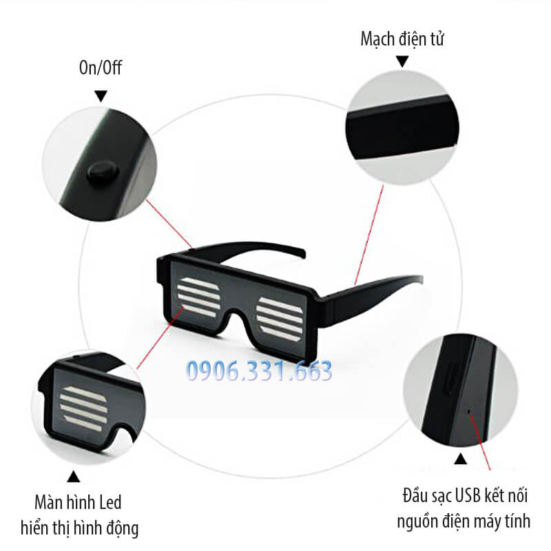 Mắt kính đèn led phát sáng màu trắng Mắt kính đèn led phát sáng màu trắng