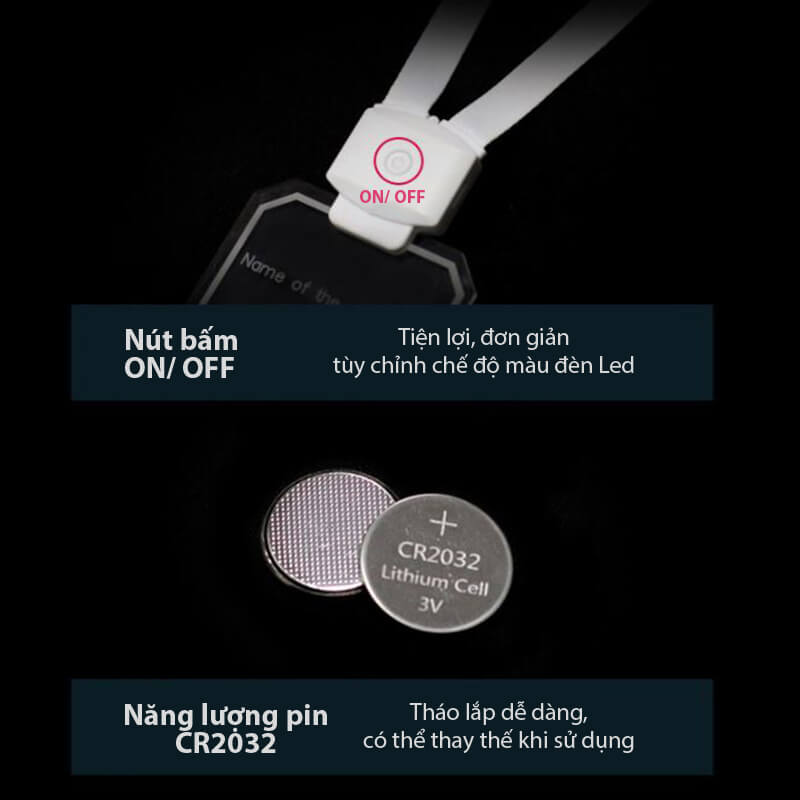 Thẻ nhựa đeo cổ gắn đèn led phát sáng Thẻ nhựa đeo cổ gắn đèn led phát sáng