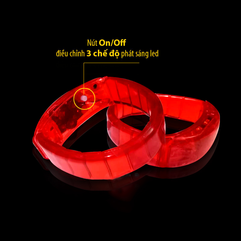 Vòng tay led phát sáng màu đỏ Vòng tay led phát sáng màu đỏ
