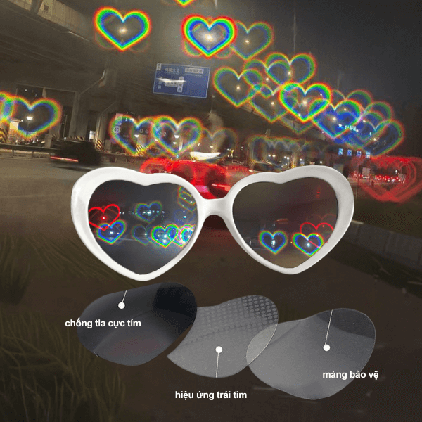 Kính mắt tạo hiệu ứng hình trái tim Kính mắt tạo hiệu ứng hình trái tim