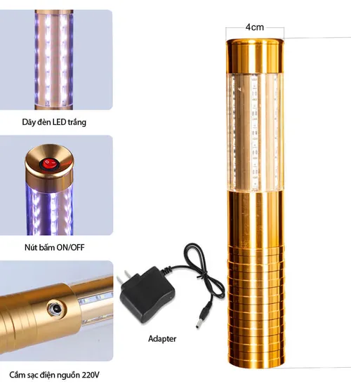 Đèn led trang trí chai rượu vỏ vàng led trắng
