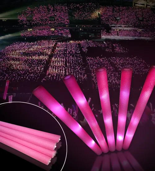 Cây cổ vũ xốp hồng phát sáng led