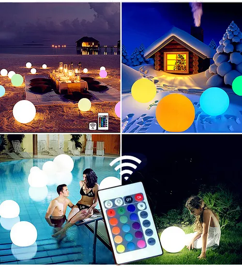 Quả cầu đèn led chiếu sáng trang trí nổi trên nước (30cm)