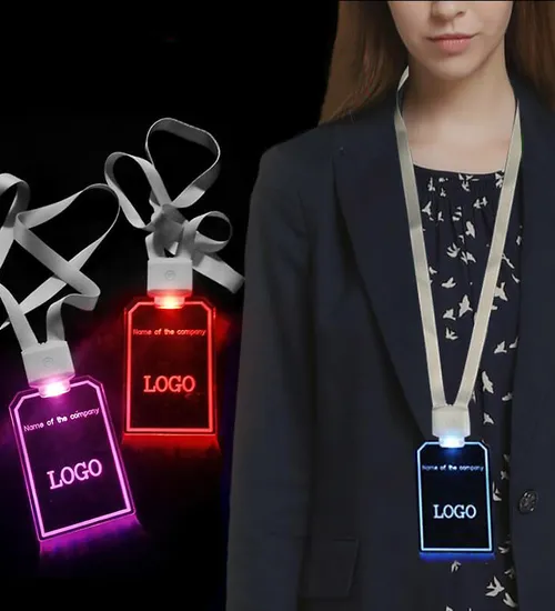 Thẻ nhựa đeo cổ gắn đèn led phát sáng - Nhận khắc laser theo yêu cầu