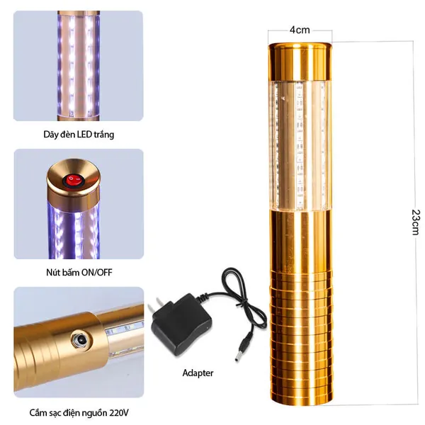 Đèn led trang trí chai rượu vỏ vàng led trắng