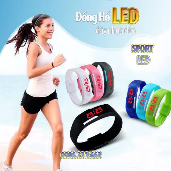 Đồng hồ dây nhựa dẻo sport led