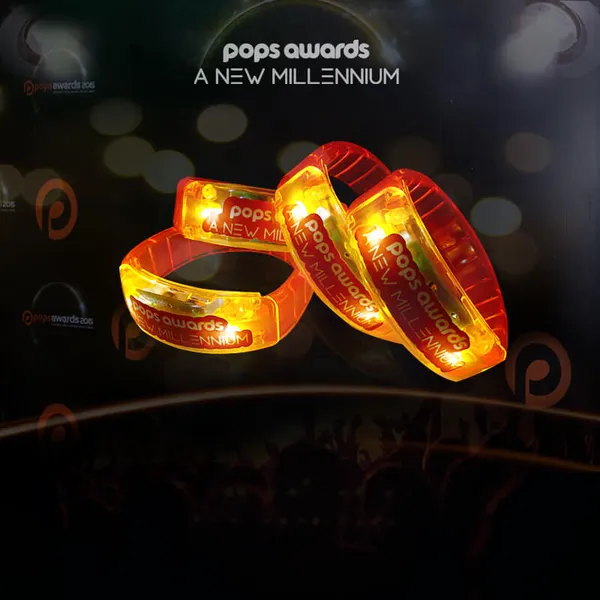 In tem logo pops awards dán vòng tay led
