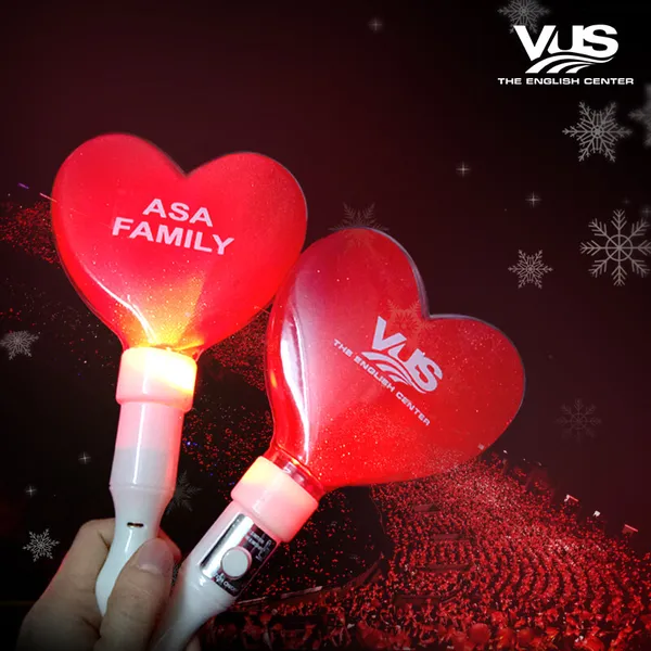 Lightstick led hình trái tim đỏ dán decal