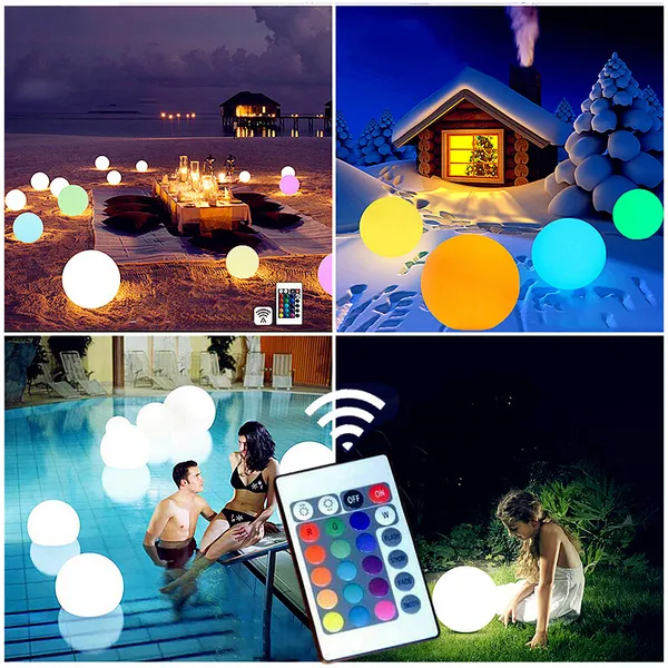 Quả cầu đèn led chiếu sáng trang trí nổi trên nước (30cm)