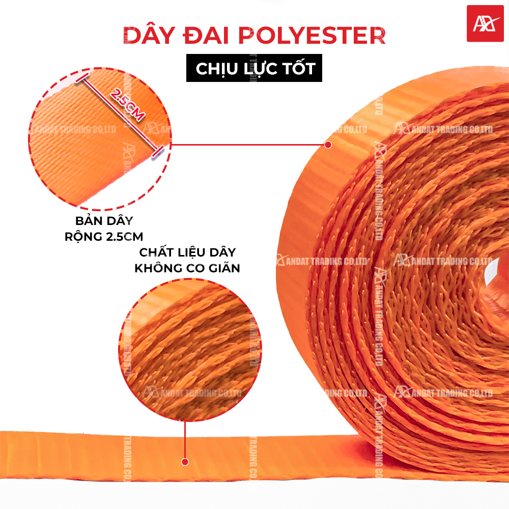 Sử dụng chất liệu dây Polyester chịu tải cao Sử dụng chất liệu dây Polyester chịu tải cao