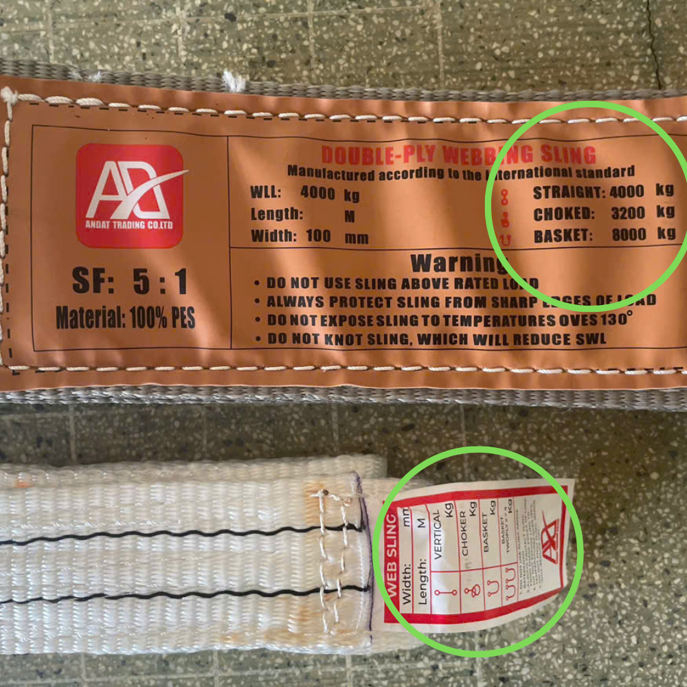 Trọng lượng tải của từng kiểu cẩu của cáp vải Trọng lượng tải của từng kiểu cẩu của cáp vải