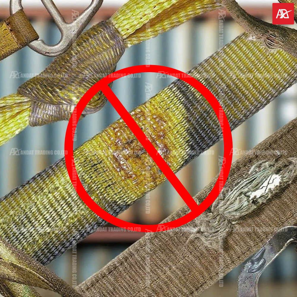 Dây cáp vải hư hỏng nặng, không nên sử dụng Dây cáp vải hư hỏng nặng, không nên sử dụng