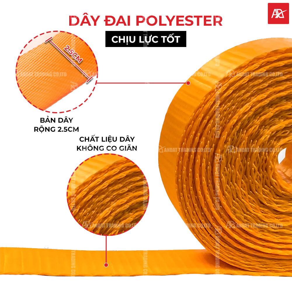 Dây đai bản 25mm Polyester chịu tải tốt Dây đai bản 25mm Polyester chịu tải tốt