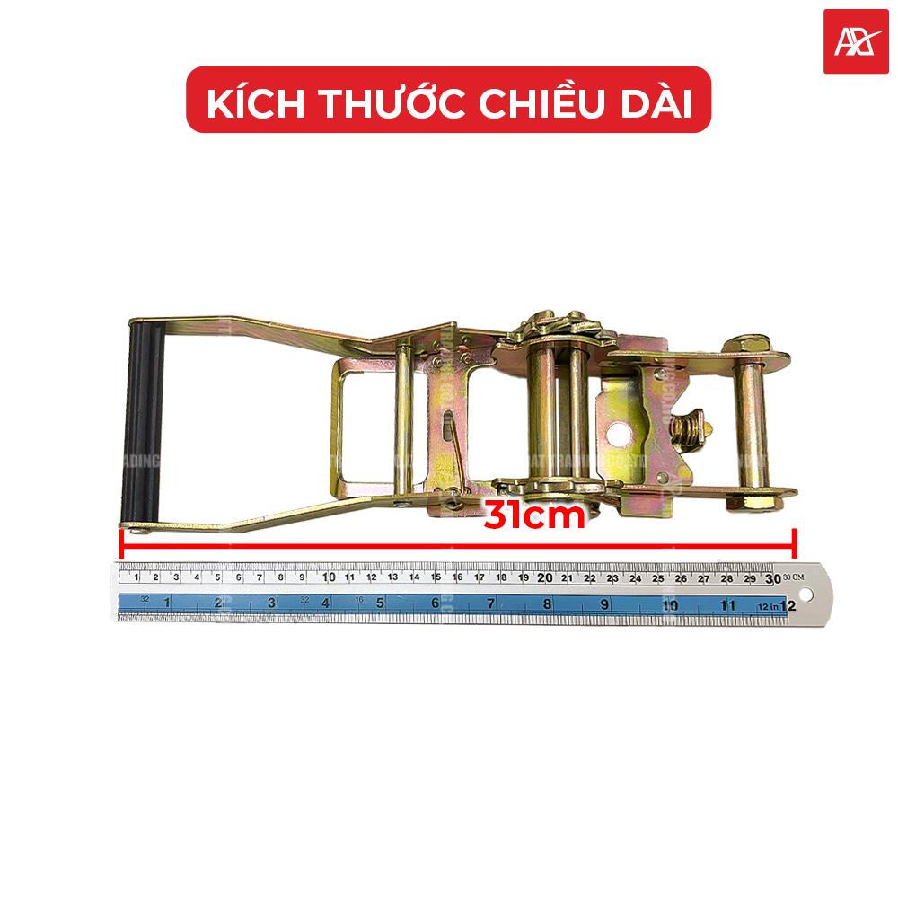 Kích thước tổng thể của đầu tăng đơ bản 50mm tải 5 tấn khi mở Kích thước tổng thể của đầu tăng đơ bản 50mm tải 5 tấn khi mở