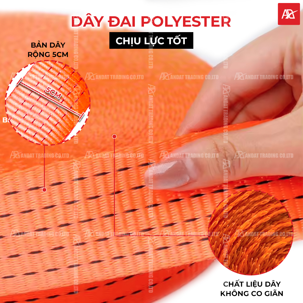 Sử dụng chất liệu dây đai polyester chịu tải cao Sử dụng chất liệu dây đai polyester chịu tải cao