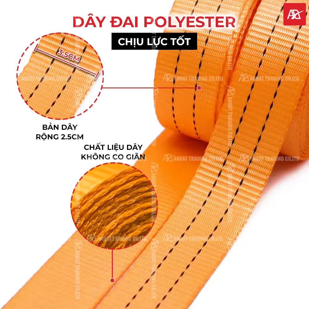 Sử dụng dây đai bản 35mm chất liệu polyester chịu tải cao Sử dụng dây đai bản 35mm chất liệu polyester chịu tải cao