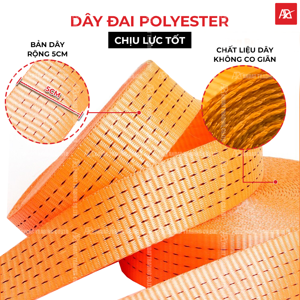 Sử dụng dây đai Polyester bản 50mm chịu lực cao Sử dụng dây đai Polyester bản 50mm chịu lực cao
