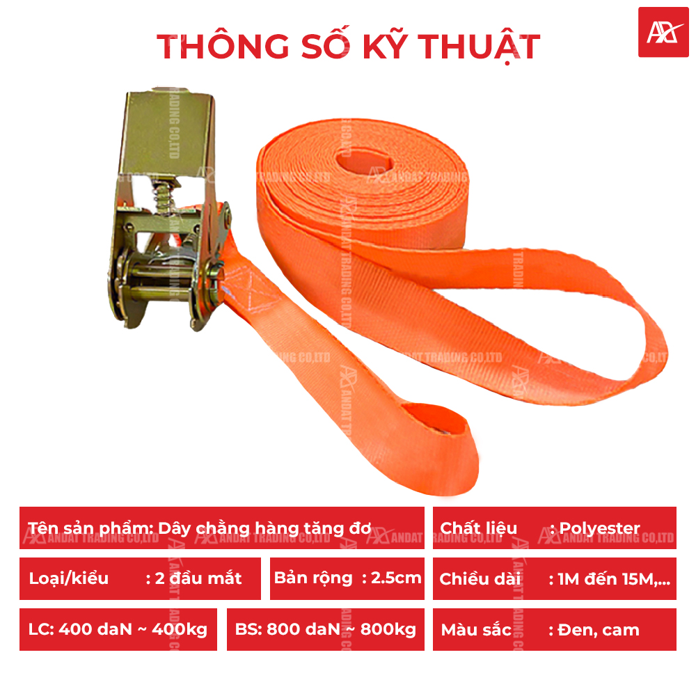 Thông số kỹ thuật dây tăng đơ bản 25mm tải 800kg 2 đầu mắt Thông số kỹ thuật dây tăng đơ bản 25mm tải 800kg 2 đầu mắt