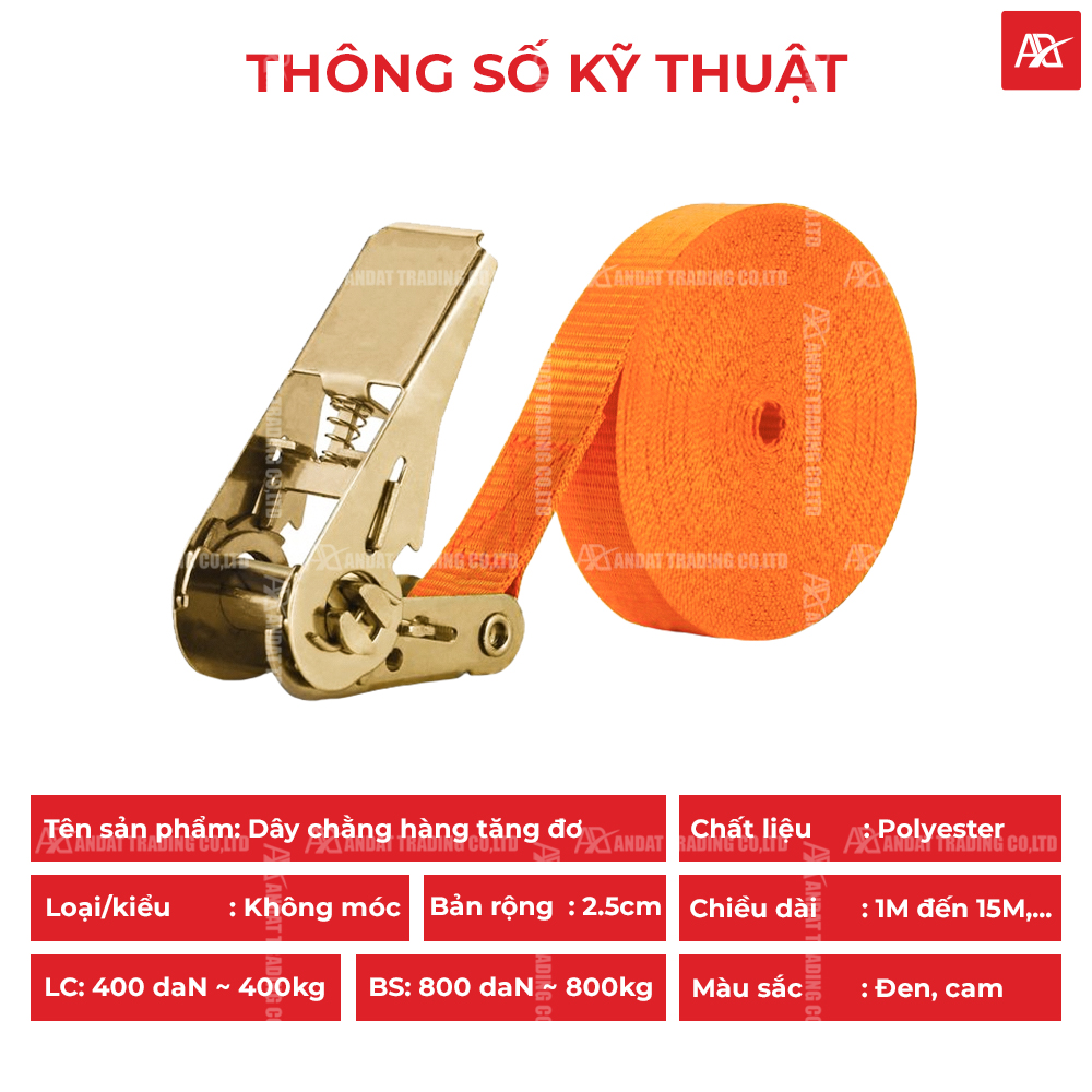 Thông số kỹ thuật dây tăng đơ bản 25mm tải 800kg không móc Thông số kỹ thuật dây tăng đơ bản 25mm tải 800kg không móc