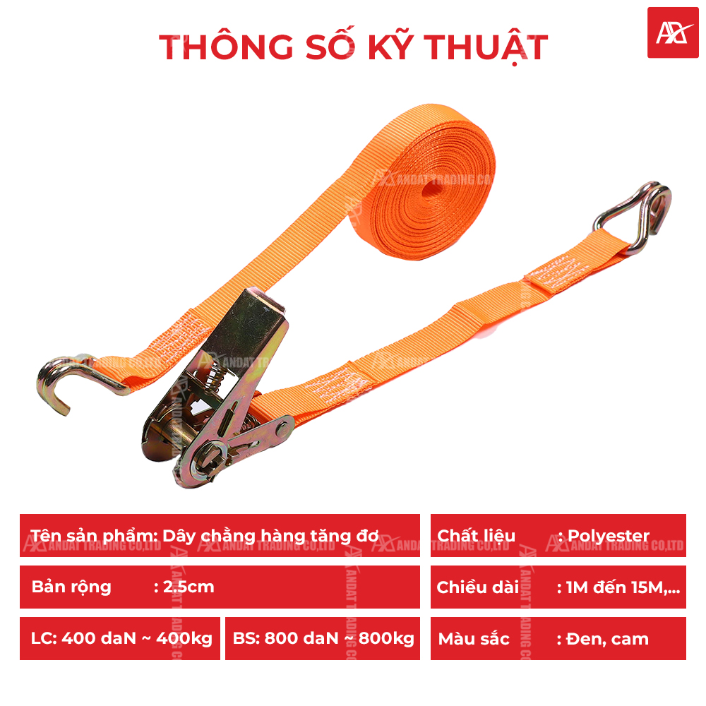 Thông số kỹ thuật dây tăng đơ bản 25mm tải 800kg móc j Thông số kỹ thuật dây tăng đơ bản 25mm tải 800kg móc j