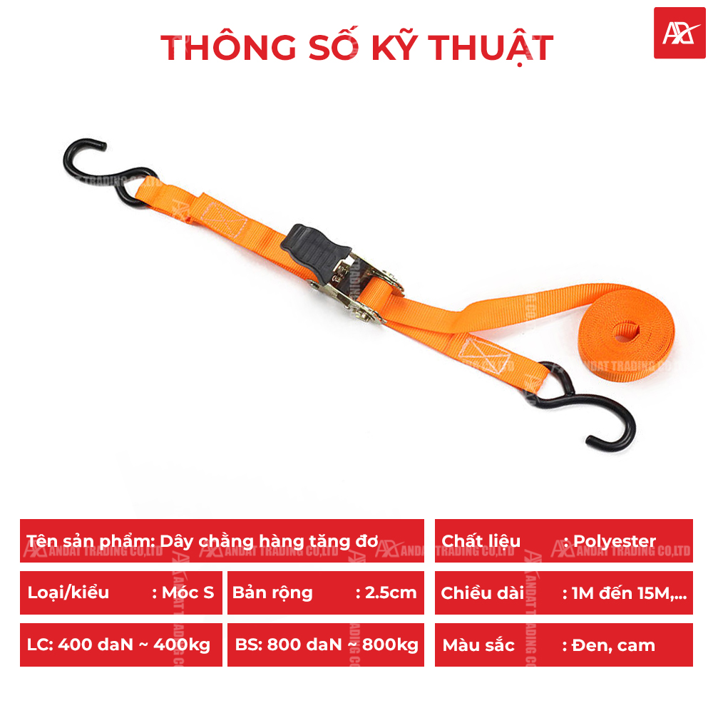 Thông số kỹ thuật dây tăng đơ bản 25mm tải 800kg móc s Thông số kỹ thuật dây tăng đơ bản 25mm tải 800kg móc s