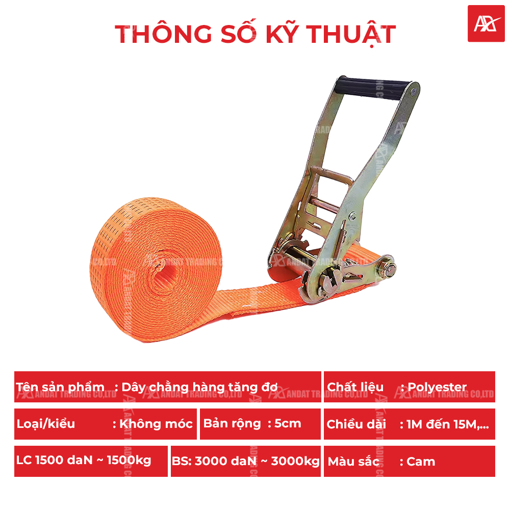 Thông số kỹ thuật dây tăng đơ bản 50mm tải 3 tấn không móc Thông số kỹ thuật dây tăng đơ bản 50mm tải 3 tấn không móc