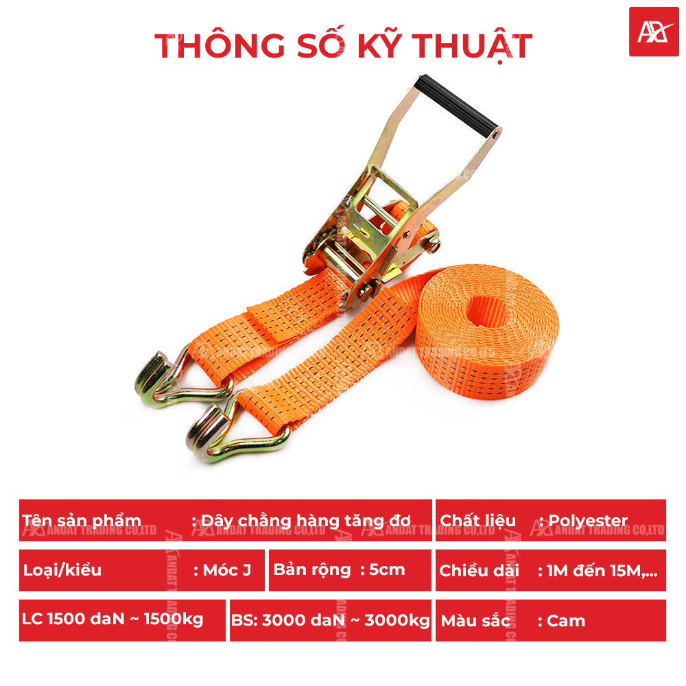 Thông số kỹ thuật dây tăng đơ bản 50mm tải 3 tấn móc j Thông số kỹ thuật dây tăng đơ bản 50mm tải 3 tấn móc j
