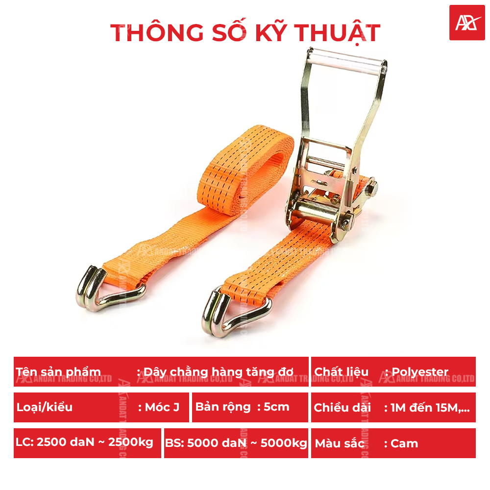 Thông số kỹ thuật dây tăng đơ bản 50mm tải 5 tấn móc j Thông số kỹ thuật dây tăng đơ bản 50mm tải 5 tấn móc j