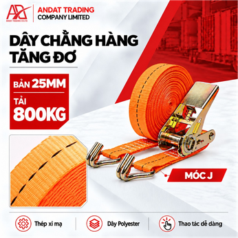 Dây Tăng Đơ Bản 25mm Tải 800kg Móc J