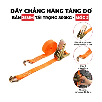 Dây Tăng Đơ Bản 25mm Tải 800kg Móc J