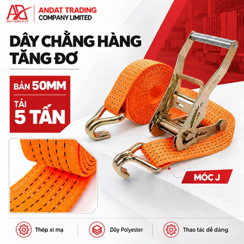 Dây Tăng Đơ Bản 50mm Tải 5 Tấn Móc J