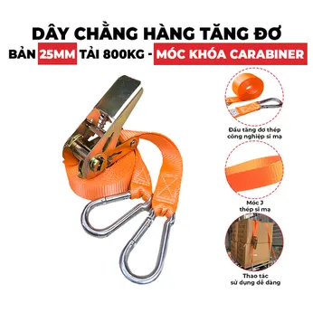 Dây Tăng đơ Bản 25mm Tải 800kg Móc Khóa An Toàn