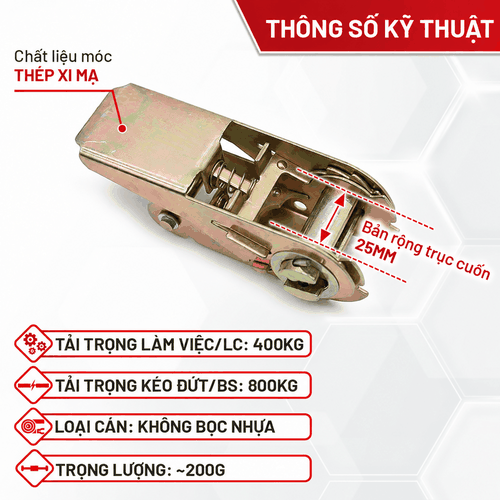 Đầu Tăng Đơ Bản 25mm Tải 800kg