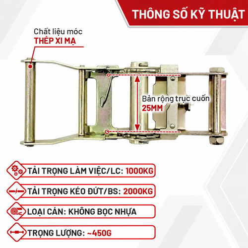 Đầu Tăng Đơ Bản 38mm Tải 2 Tấn