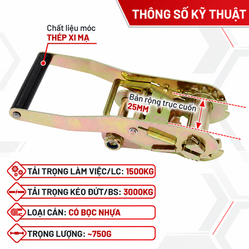 Đầu Tăng Đơ Bản 50mm Tải 3 Tấn