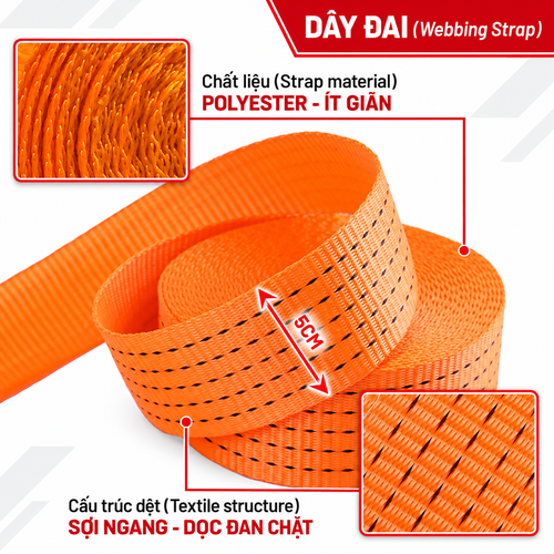 Dây Đai Polyester bản 50mm tải 3 tấn