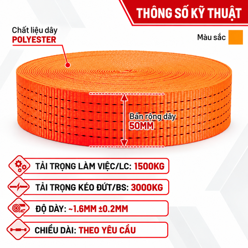 Dây Đai Polyester bản 50mm tải 3 tấn