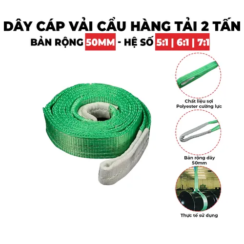 Dây Cáp Vải Cẩu Hàng 2 Tấn 