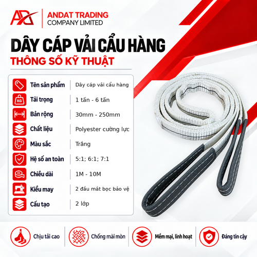 Dây Cáp Vải Trắng Cẩu Hàng